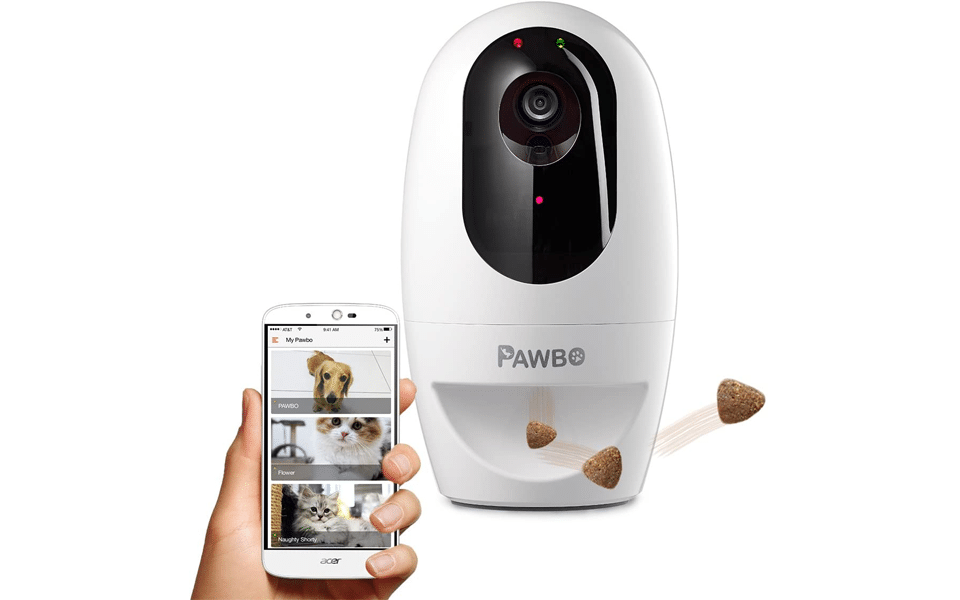 Camera video para monitorizar mascotas Pawbo Life Wi-Fi Pet Camera.